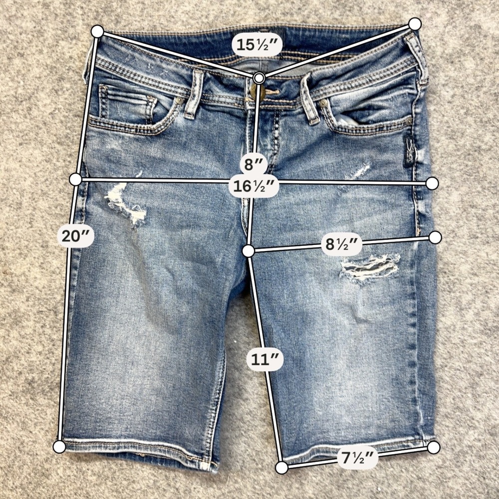 Silver Jeans Co Suki Bermuda Women Size 28 Blue Good Distressed Mid Rise - Picture 9 of 10